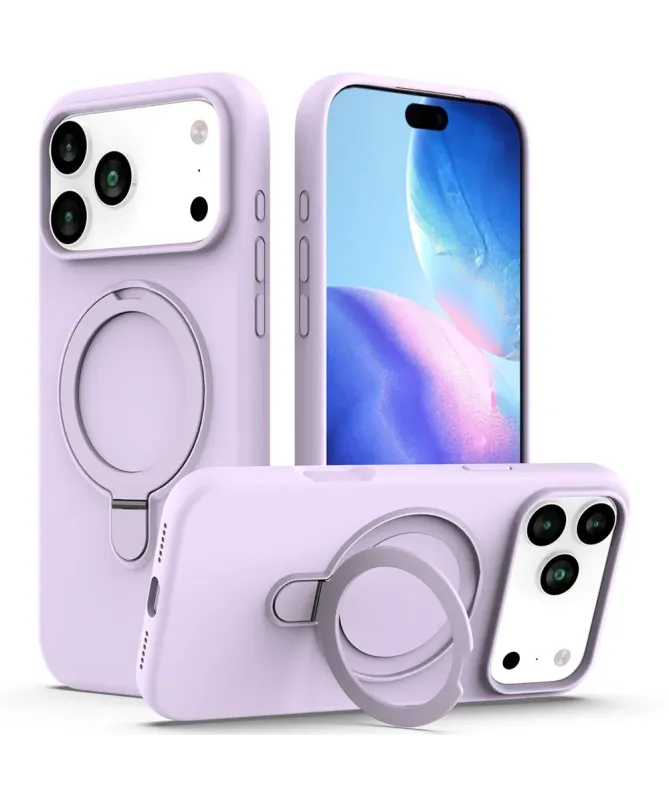 Coque iPhone 17 Pro Max Silicone MagSafe avec Anneau-Support