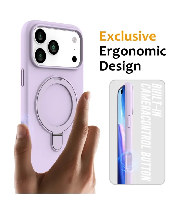 Coque iPhone 17 Pro Max Silicone MagSafe avec Anneau-Support