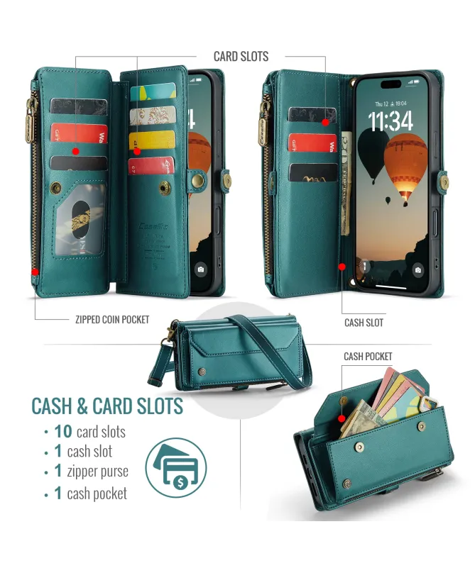 Housse iPhone 17 Pro Max Multi-compartiments avec Bandoulière