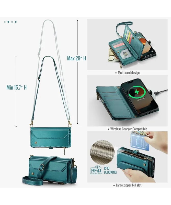 Housse iPhone 17 Pro Max Multi-compartiments avec Bandoulière