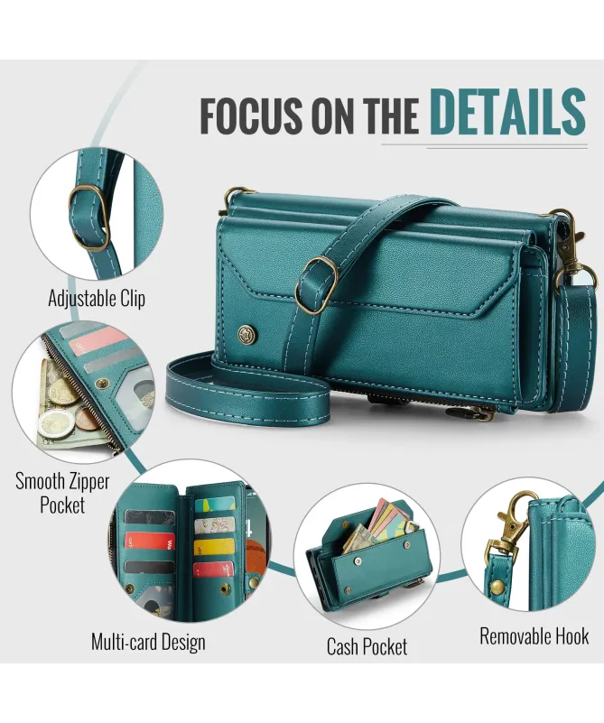 Housse iPhone 17 Pro Max Multi-compartiments avec Bandoulière