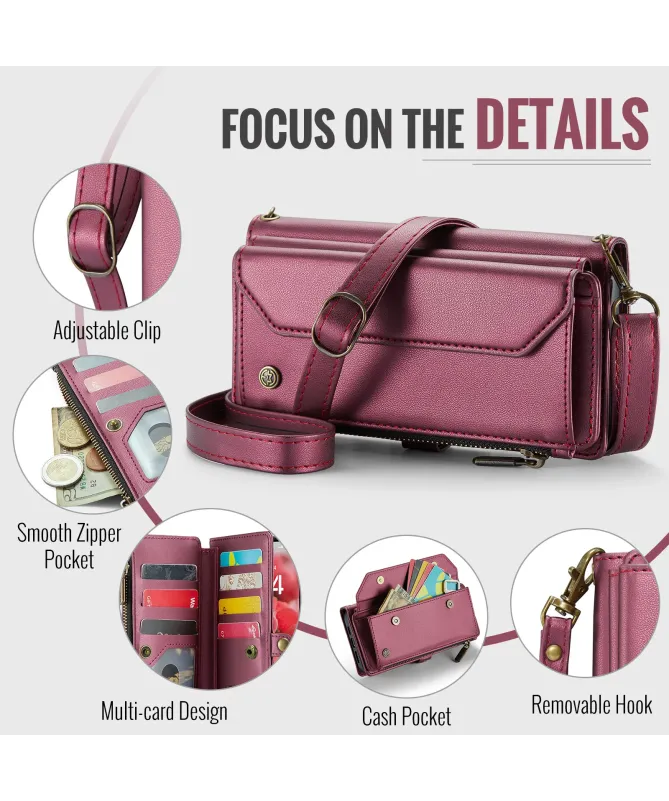 Housse iPhone 17 Pro Max Multi-compartiments avec Bandoulière