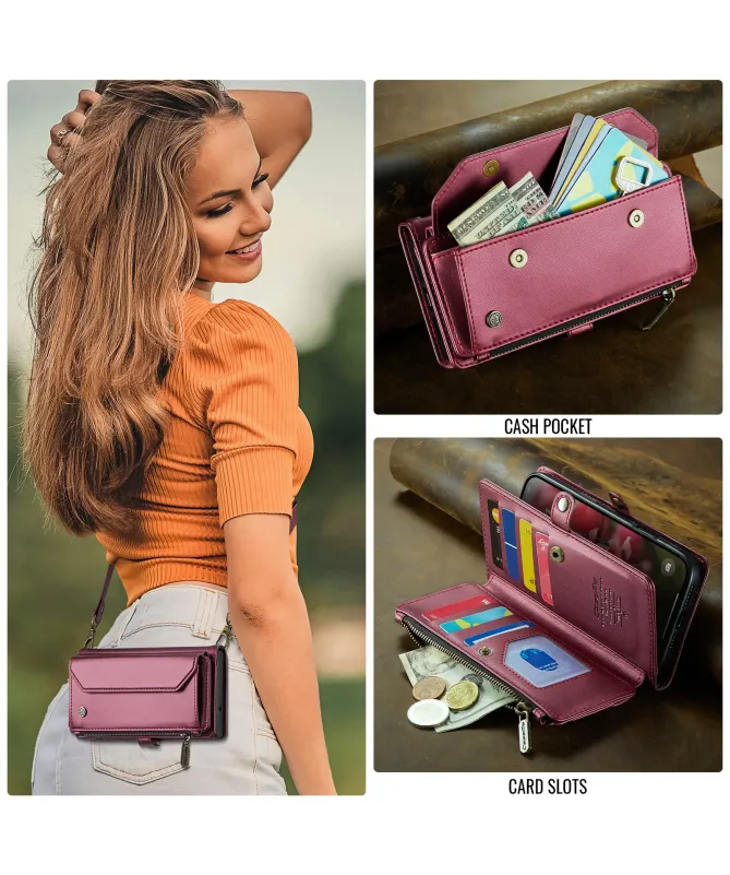 Housse iPhone 17 Pro Max Multi-compartiments avec Bandoulière