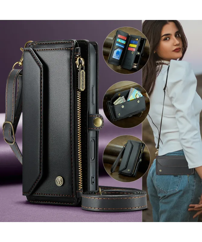 Housse iPhone 17 Pro Max Multi-compartiments avec Bandoulière