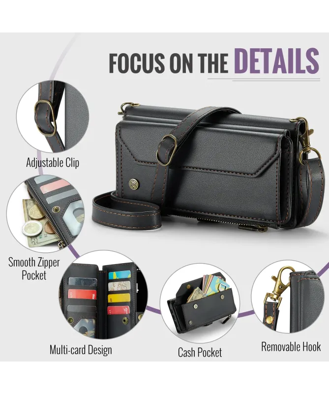 Housse iPhone 17 Pro Max Multi-compartiments avec Bandoulière