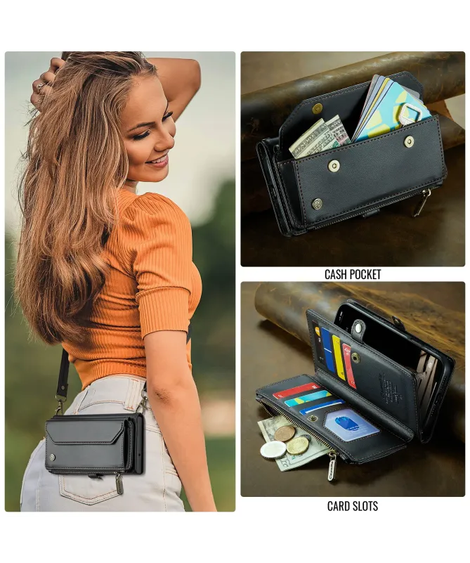 Housse iPhone 17 Pro Max Multi-compartiments avec Bandoulière