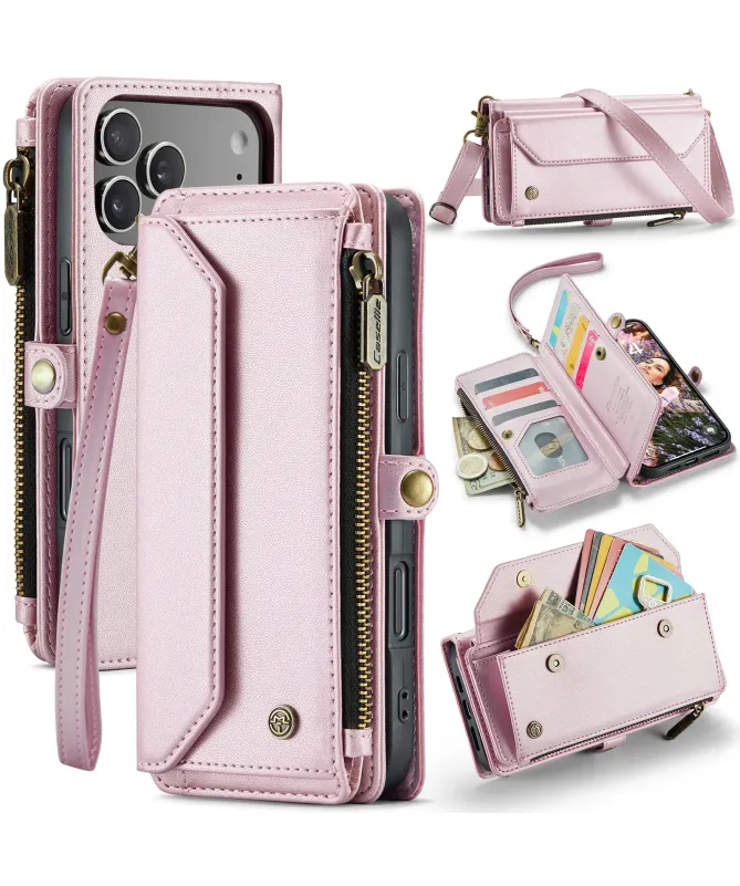 Housse iPhone 17 Pro Max Multi-compartiments avec Bandoulière