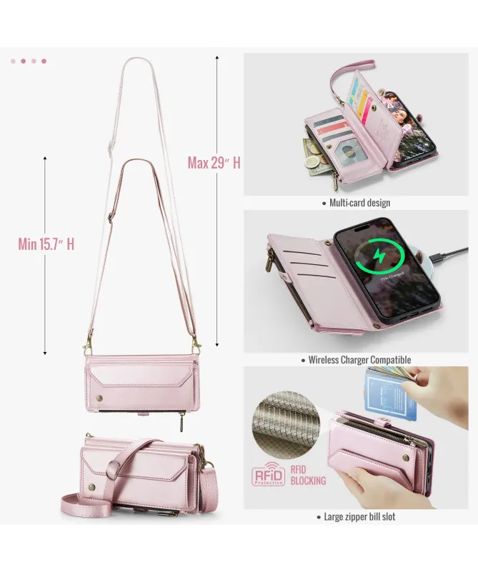 Housse iPhone 17 Pro Max Multi-compartiments avec Bandoulière