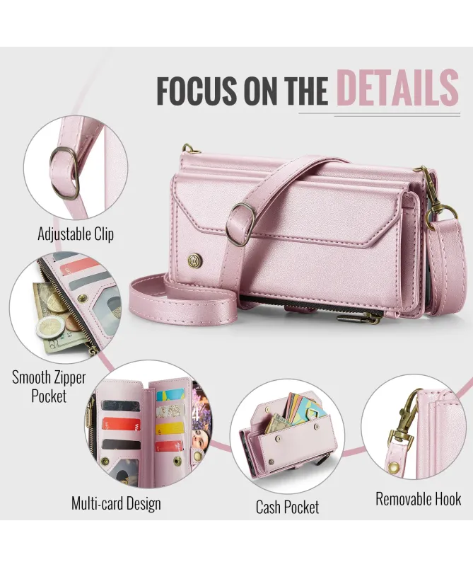 Housse iPhone 17 Pro Max Multi-compartiments avec Bandoulière