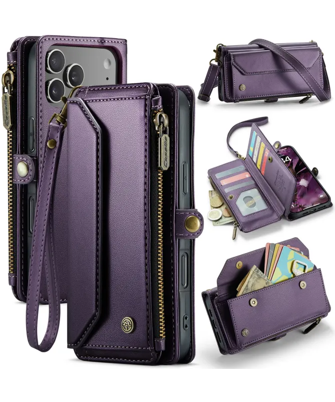 Housse iPhone 17 Pro Max Multi-compartiments avec Bandoulière