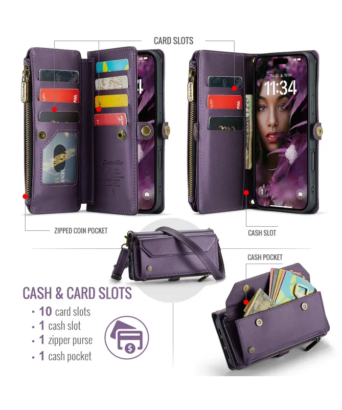 Housse iPhone 17 Pro Max Multi-compartiments avec Bandoulière