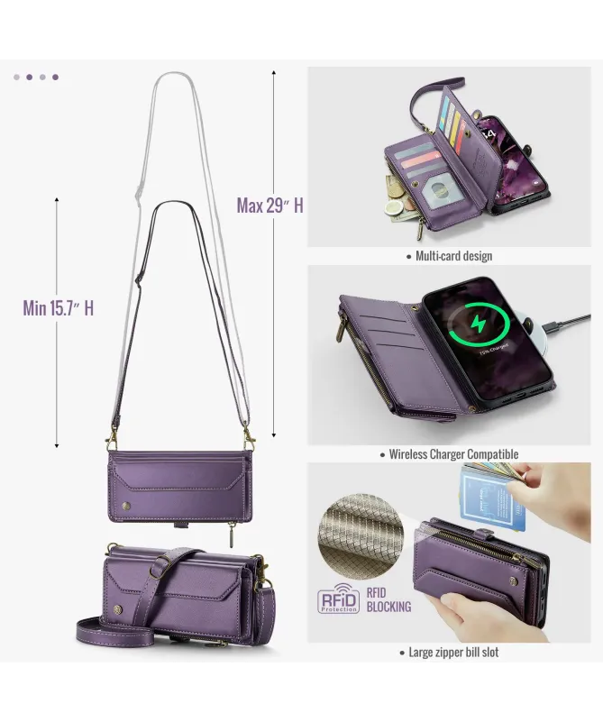 Housse iPhone 17 Pro Max Multi-compartiments avec Bandoulière