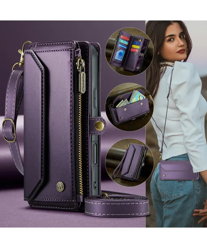 Housse iPhone 17 Pro Max Multi-compartiments avec Bandoulière