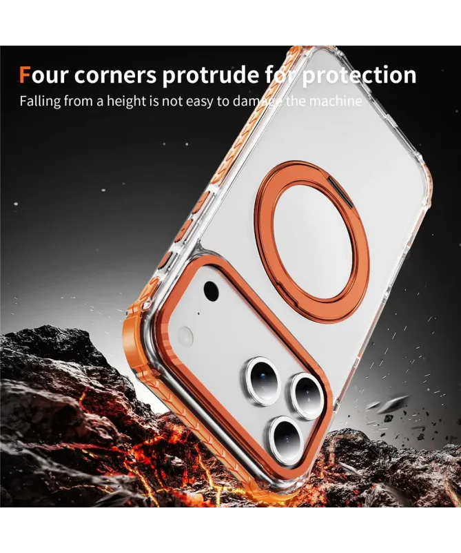 Coque iPhone 17 Pro Max Transparente MagSafe avec Anneau-Support