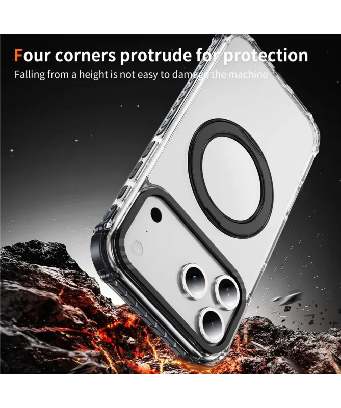 Coque iPhone 17 Pro Max Transparente MagSafe avec Anneau-Support