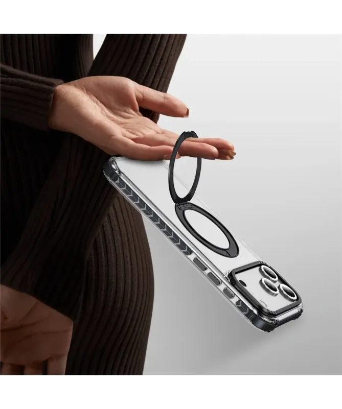 Coque iPhone 17 Pro Max Transparente MagSafe avec Anneau-Support