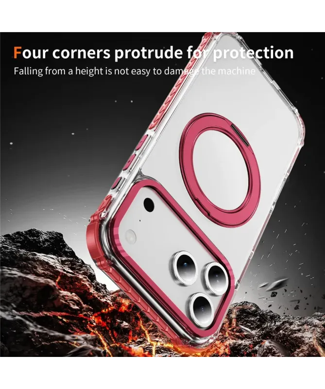 Coque iPhone 17 Pro Max Transparente MagSafe avec Anneau-Support