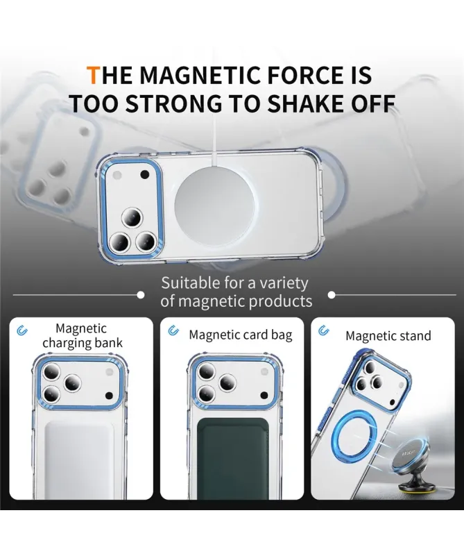 Coque iPhone 17 Pro Max Transparente MagSafe avec Anneau-Support