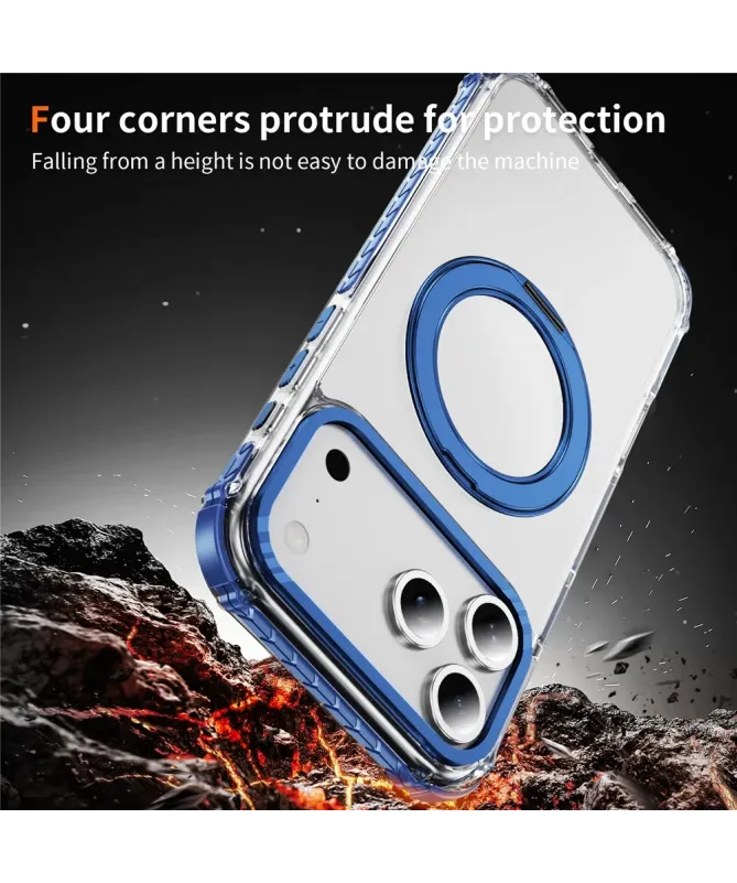 Coque iPhone 17 Pro Max Transparente MagSafe avec Anneau-Support