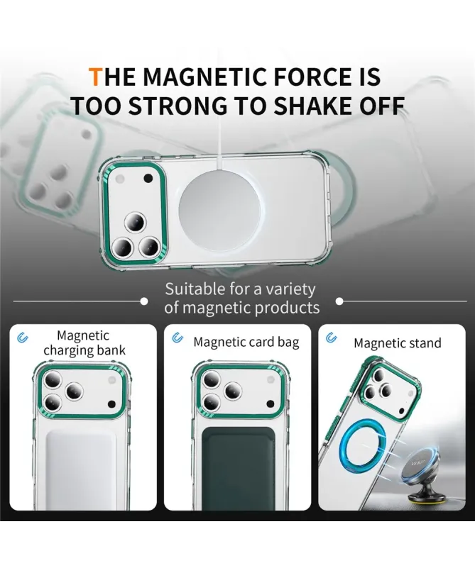 Coque iPhone 17 Pro Max Transparente MagSafe avec Anneau-Support