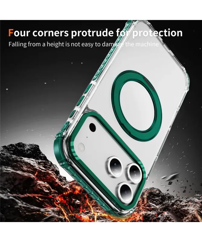 Coque iPhone 17 Pro Max Transparente MagSafe avec Anneau-Support