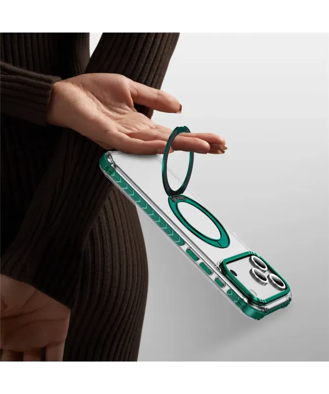 Coque iPhone 17 Pro Max Transparente MagSafe avec Anneau-Support