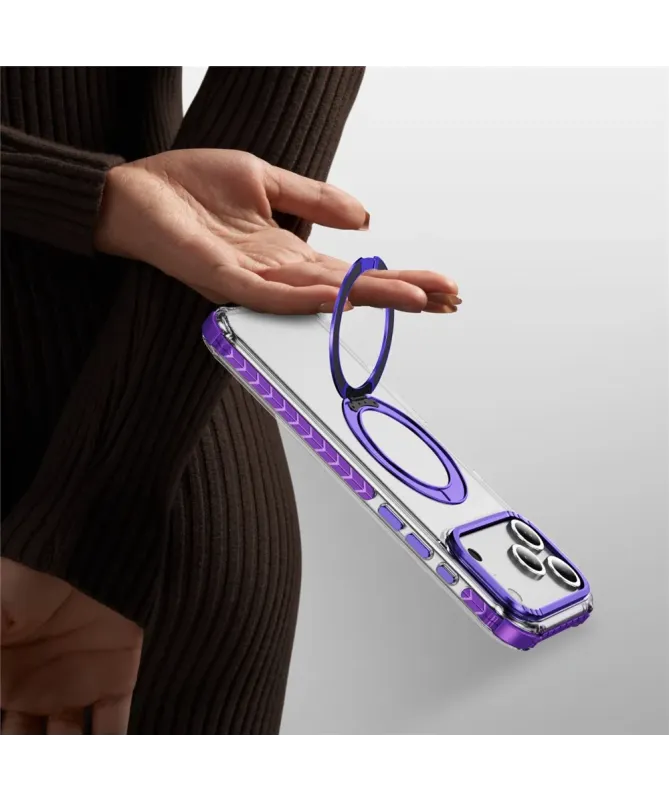 Coque iPhone 17 Pro Max Transparente MagSafe avec Anneau-Support