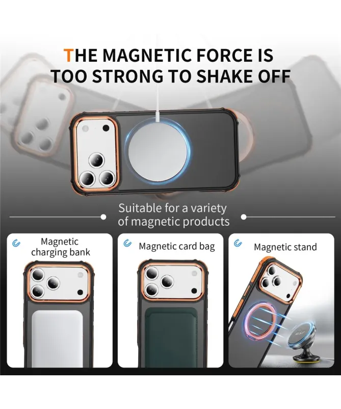 Coque iPhone 17 Pro Max Antichoc MagSafe avec Anneau-Support
