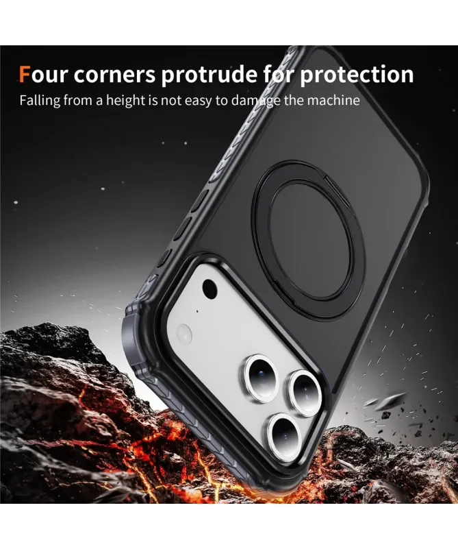 Coque iPhone 17 Pro Max Antichoc MagSafe avec Anneau-Support
