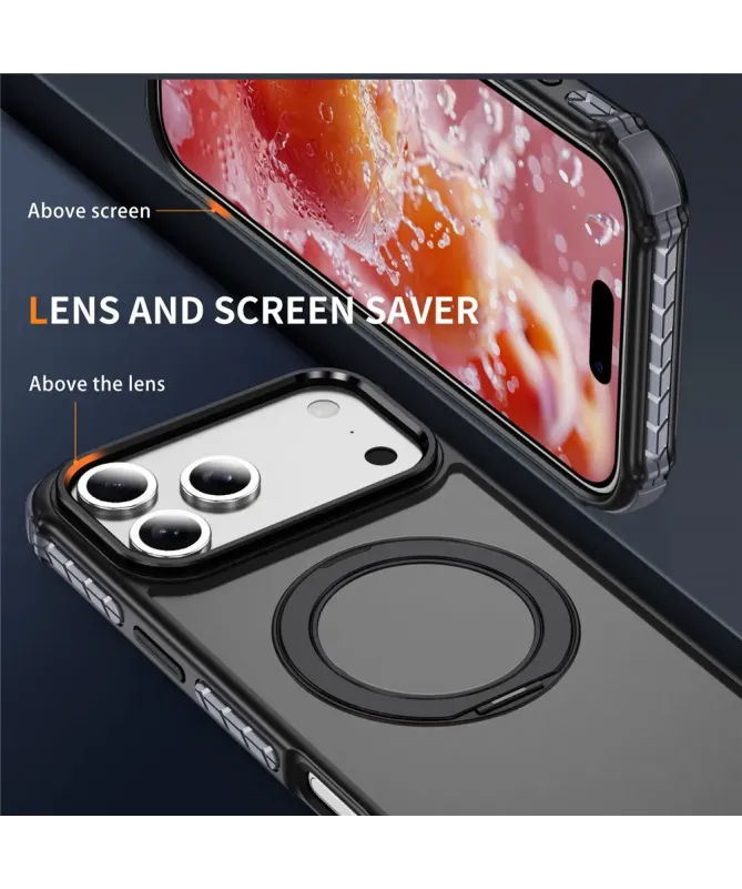 Coque iPhone 17 Pro Max Antichoc MagSafe avec Anneau-Support