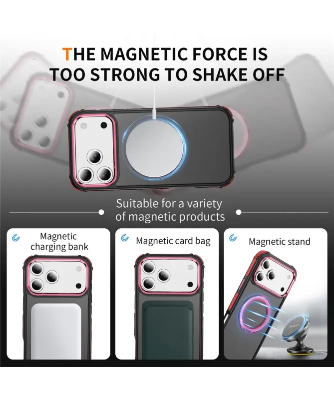 Coque iPhone 17 Pro Max Antichoc MagSafe avec Anneau-Support