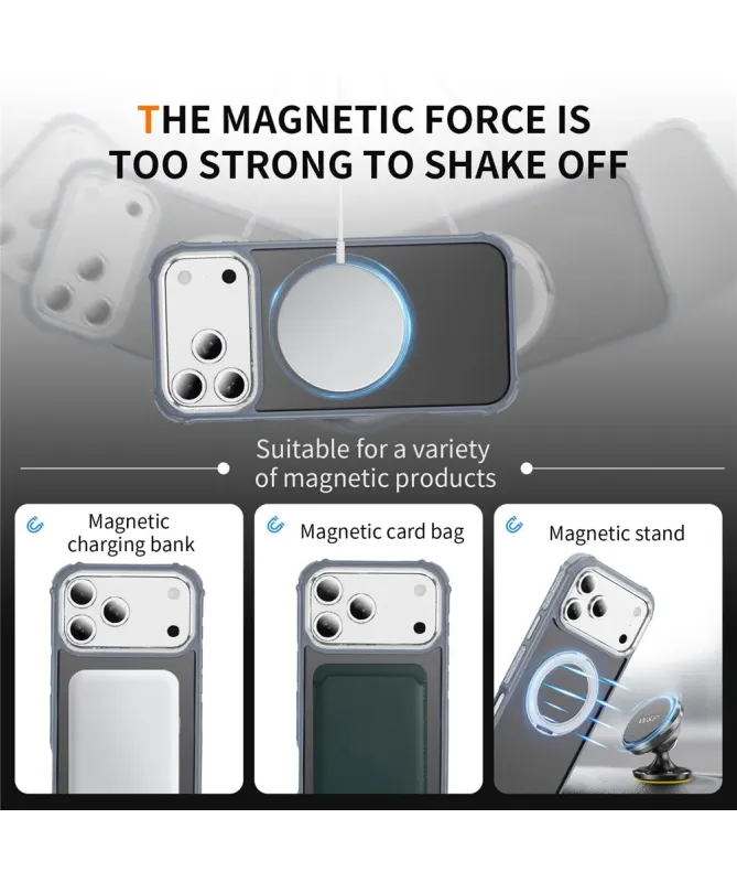 Coque iPhone 17 Pro Max Antichoc MagSafe avec Anneau-Support
