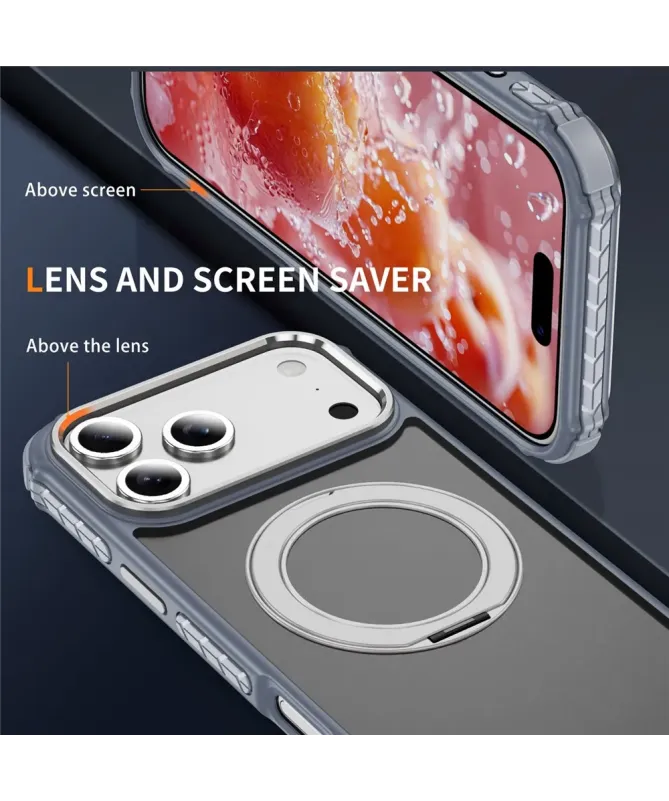 Coque iPhone 17 Pro Max Antichoc MagSafe avec Anneau-Support