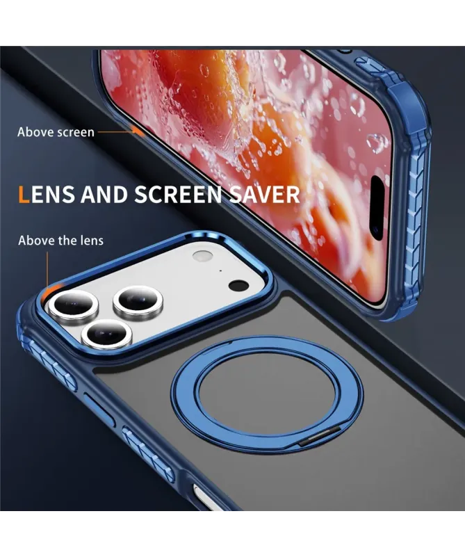 Coque iPhone 17 Pro Max Antichoc MagSafe avec Anneau-Support