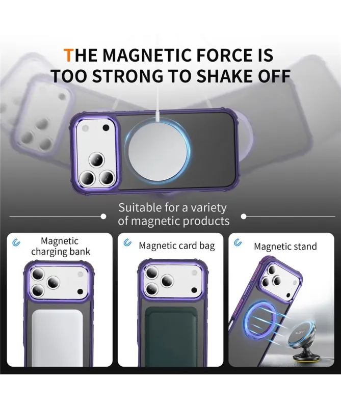Coque iPhone 17 Pro Max Antichoc MagSafe avec Anneau-Support