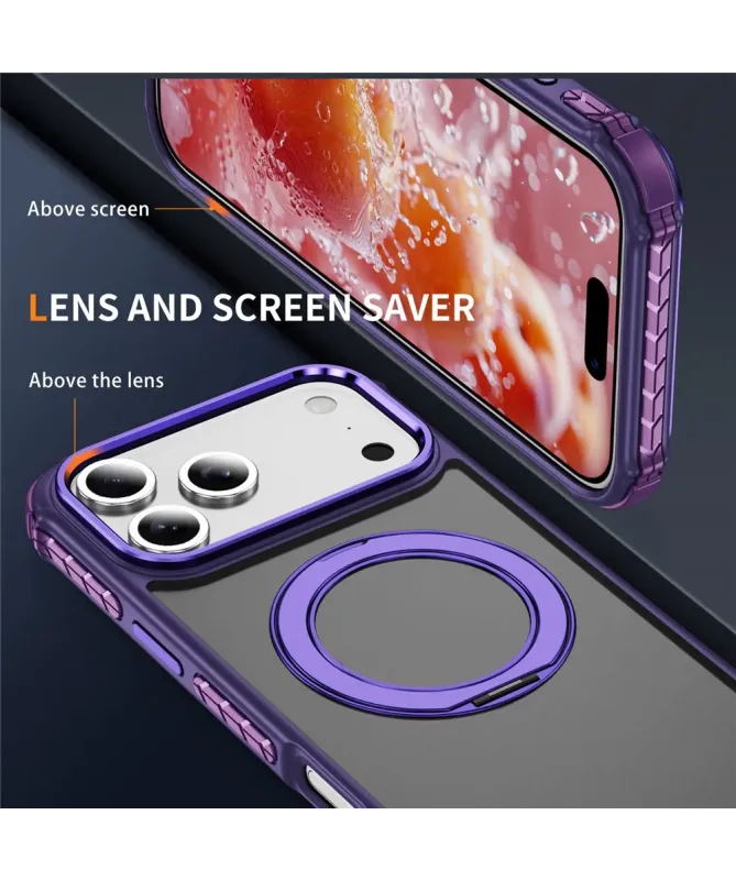 Coque iPhone 17 Pro Max Antichoc MagSafe avec Anneau-Support