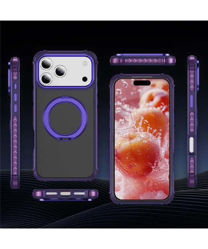 Coque iPhone 17 Pro Max Antichoc MagSafe avec Anneau-Support