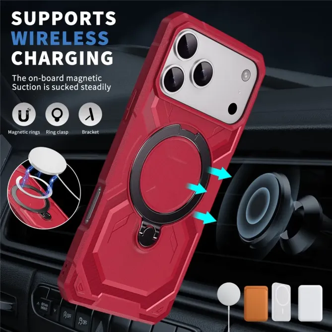 Coque iPhone 17 Pro Max Antichoc Militaire MagSafe avec Anneau-Support