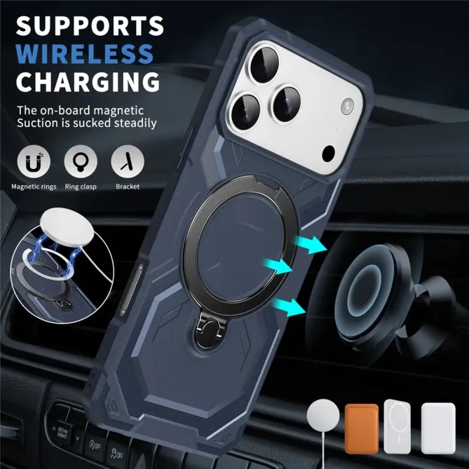 Coque iPhone 17 Pro Max Antichoc Militaire MagSafe avec Anneau-Support