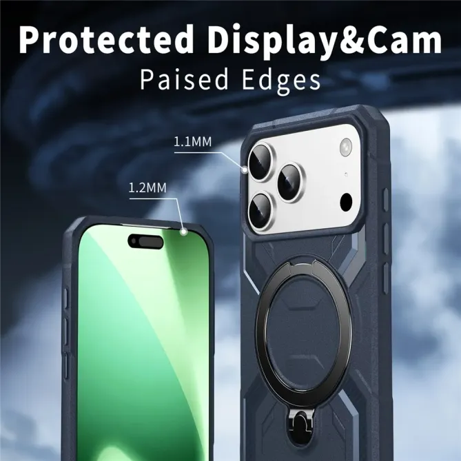 Coque iPhone 17 Pro Max Antichoc Militaire MagSafe avec Anneau-Support