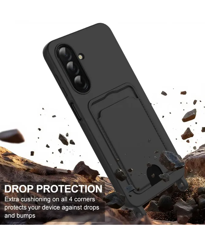 Coque Dragonne Samsung Galaxy S25 FE Silicone avec Porte-Carte