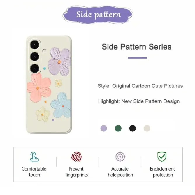 Coque Samsung Galaxy S25 FE Motif Fleurs 3D en Relief Pastel