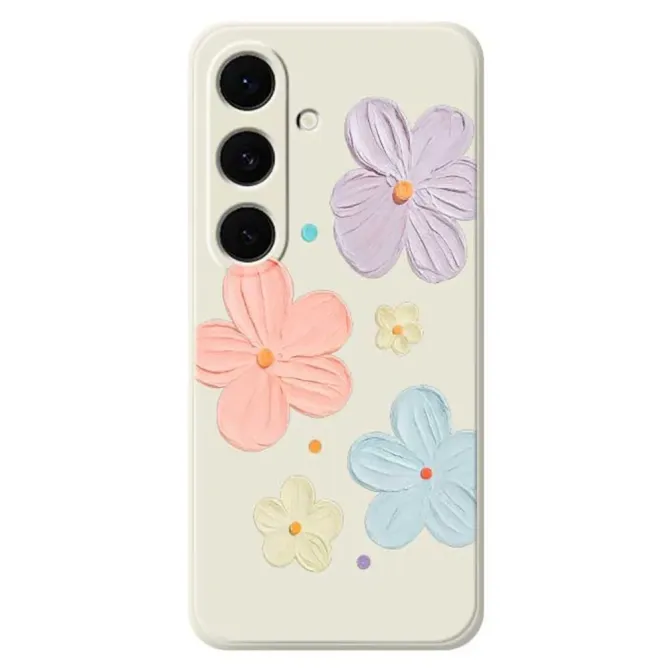 Coque Samsung Galaxy S25 FE Motif Fleurs 3D en Relief Pastel