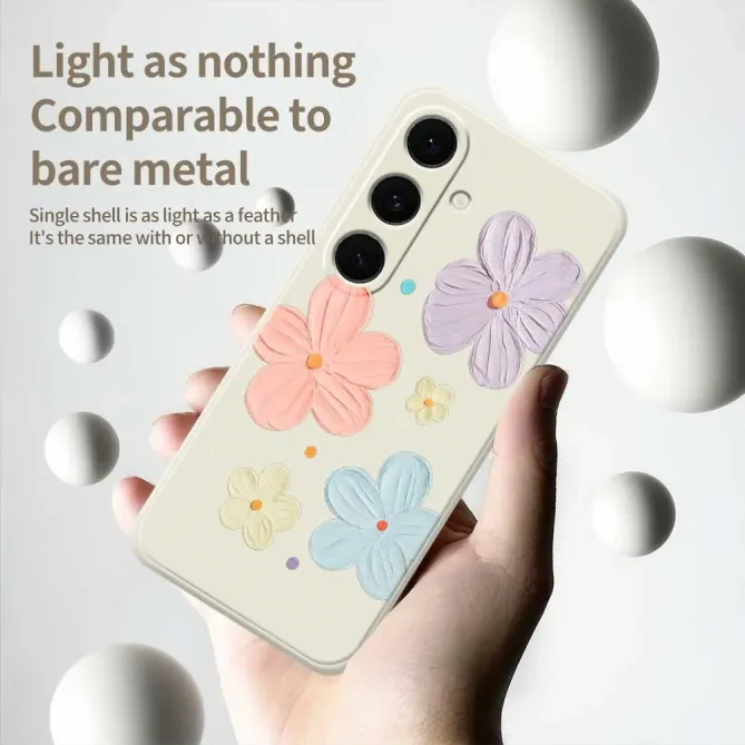 Coque Samsung Galaxy S25 FE Motif Fleurs 3D en Relief Pastel