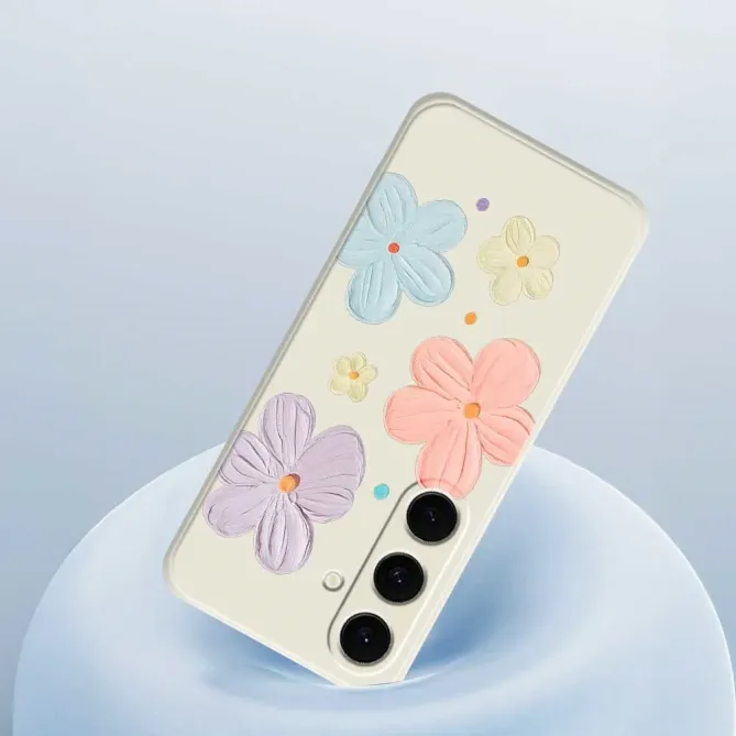 Coque Samsung Galaxy S25 FE Motif Fleurs 3D en Relief Pastel
