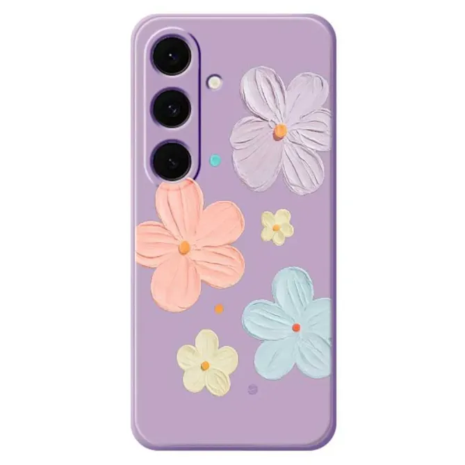 Coque Samsung Galaxy S25 FE Motif Fleurs 3D en Relief Pastel