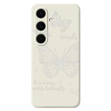 Coque Samsung Galaxy S25 FE Motif Papillons Argentés en Filigrane