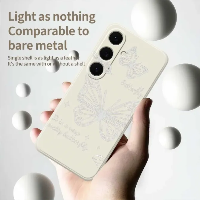 Coque Samsung Galaxy S25 FE Motif Papillons Argentés en Filigrane