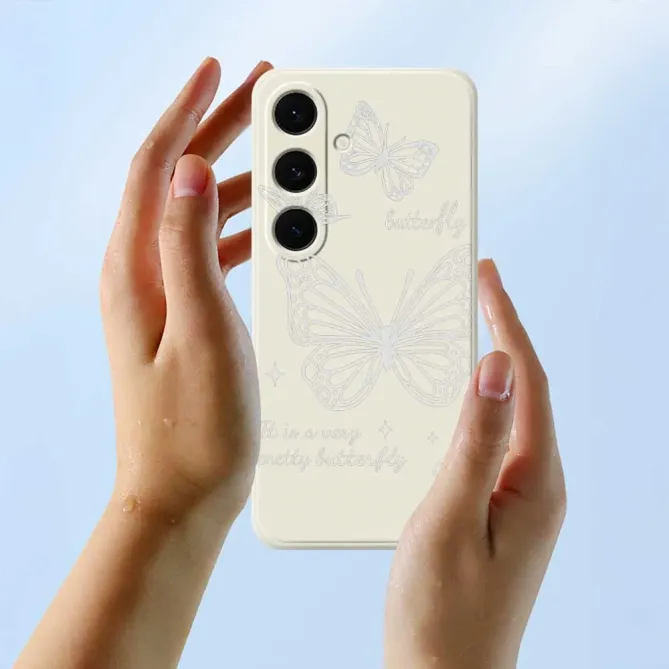 Coque Samsung Galaxy S25 FE Motif Papillons Argentés en Filigrane
