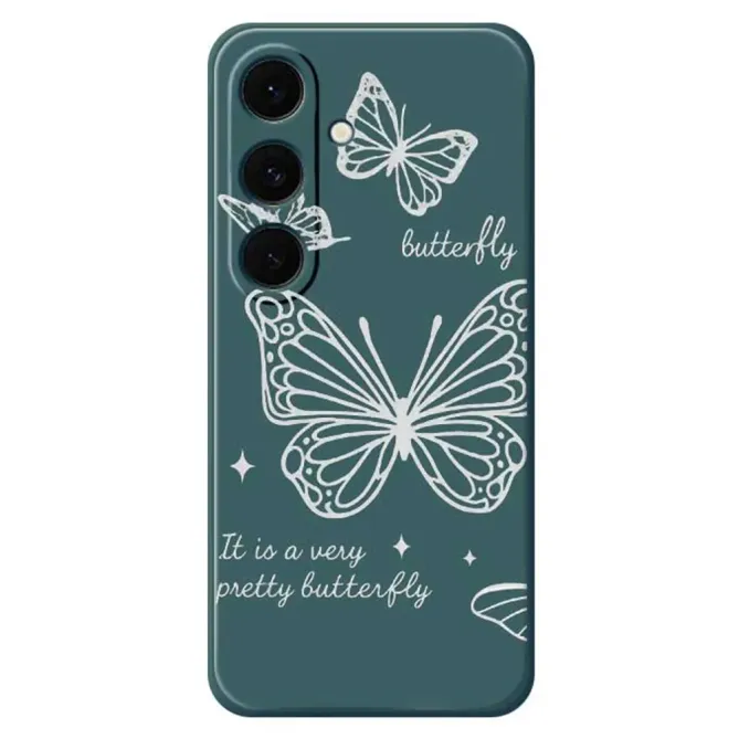 Coque Samsung Galaxy S25 FE Motif Papillons Argentés en Filigrane